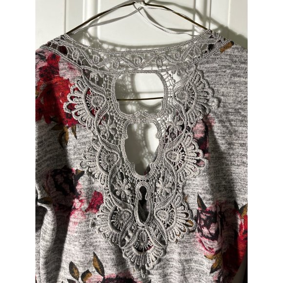 Candie’s long sleeved v-neck grey floral dress size small. - Picture 3 of 6